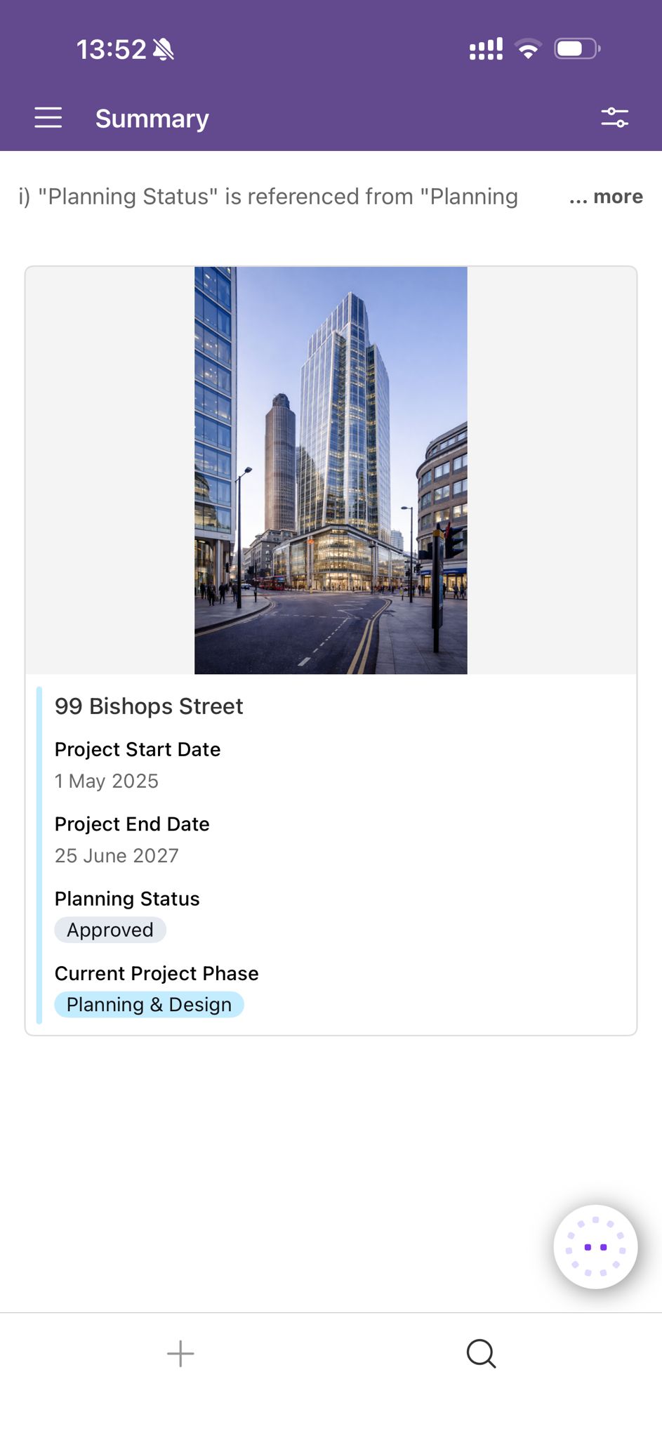 InScope mobile project view