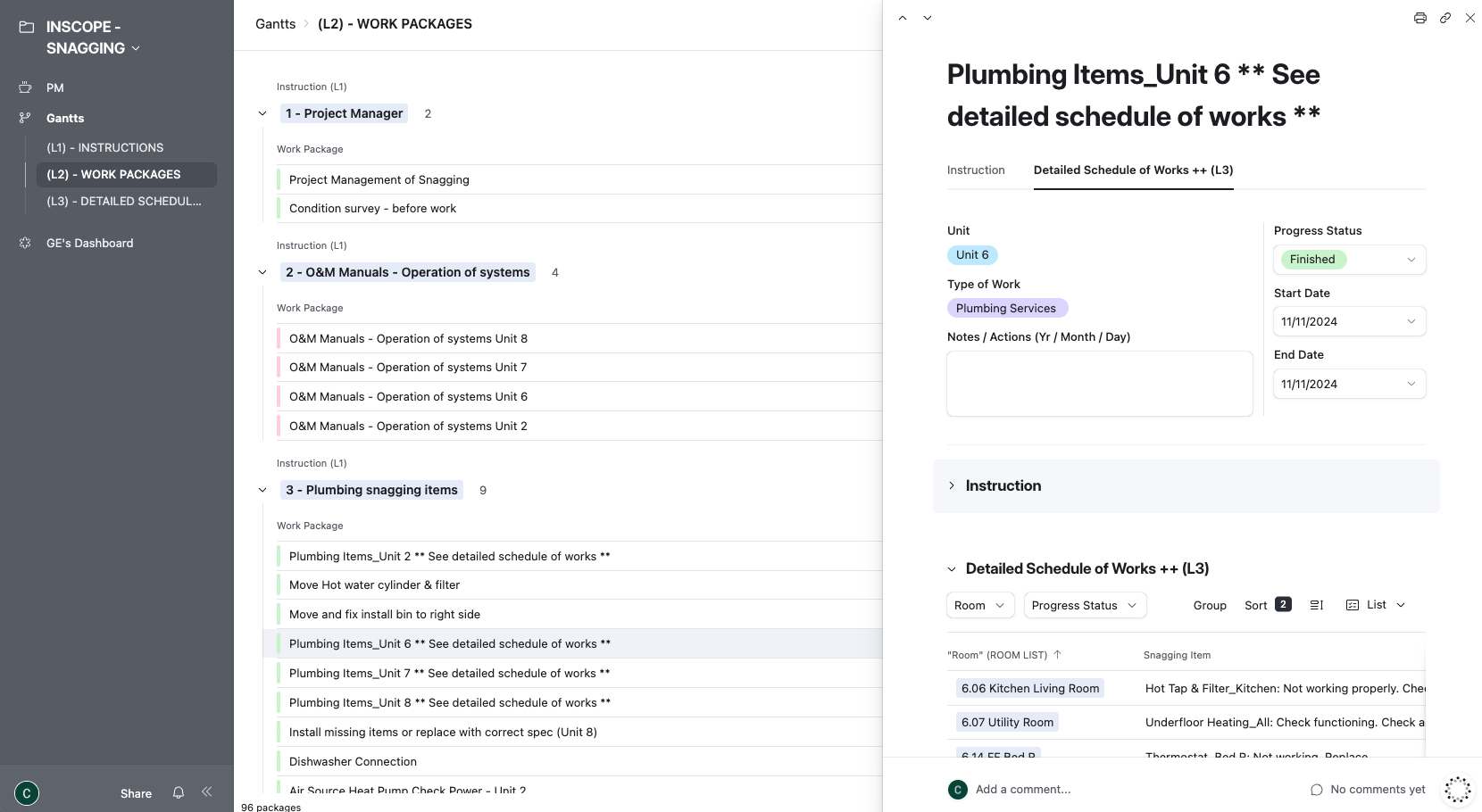 Work Packages and Programming - List